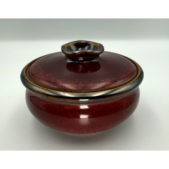 Studio Art Pottery Stoneware Hand Thrown Lidded Pot-5.5in x 4 in-VTG-Rustic - Picture 3 of 16
